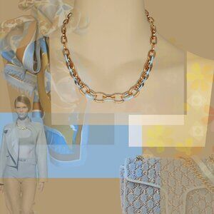 NECKLACE Warm Gold & Kool Baby Blue